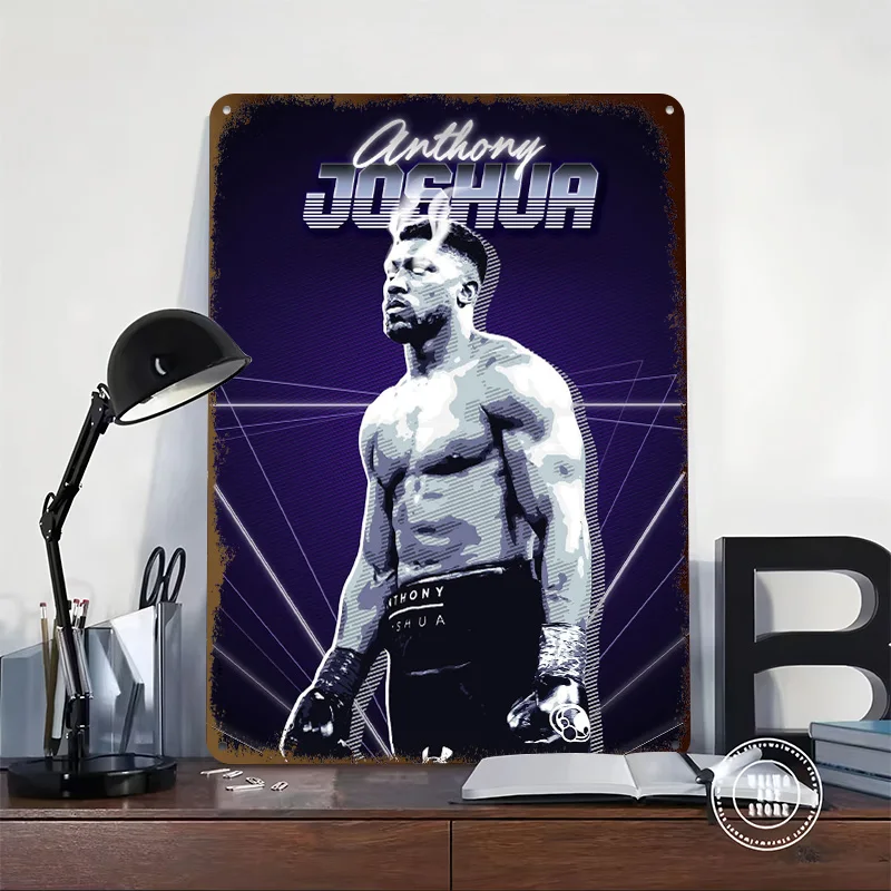 Anthony Joshua Boxing Poster Retro 3D Printed Metal Signs Customized Wall Hanging Gift for Room Decor Art of Murals Tin Sign