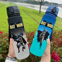 650ML Batman  Anime Characters Water Cup Portable Children's  Outdoor Sports  Large Capacity Plastic Antidrip Water Bottle
