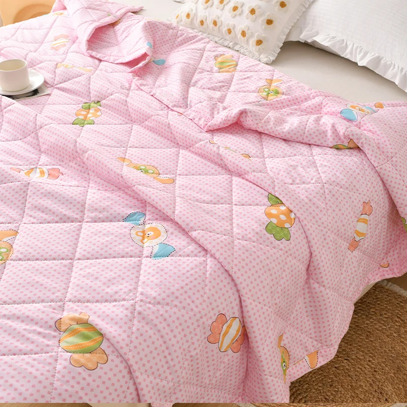 Thin Wadding Blanket Pink Comforter Summer Air Conditioning Cooling Quilt Bedroom Comfortable Quilts Breathable Single Double