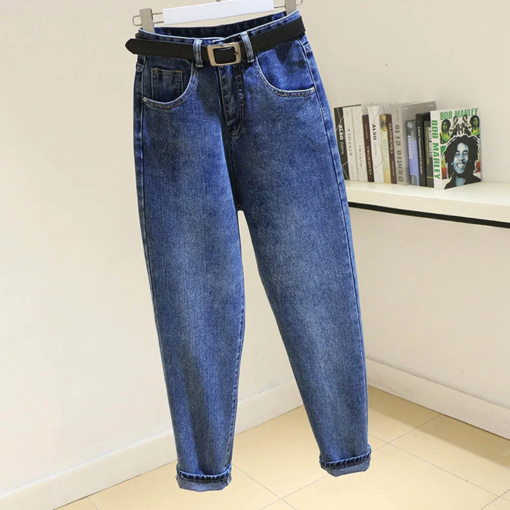 2023 Vintage Straight High Waist Jeans Women Boyfriend Mom Street Denim Jeans with Belt Loose Jeans Mujer Retro y2k jeans