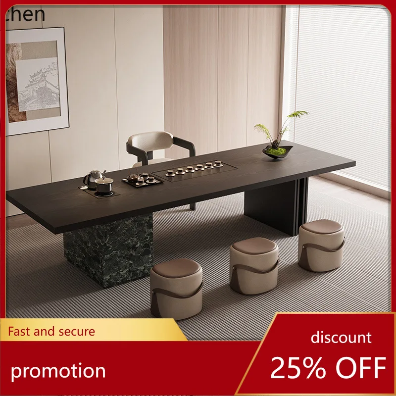 

HXL Solid Wood Light Luxury Island Tea Table Integrated Living Room Office Minimalist Tea Table