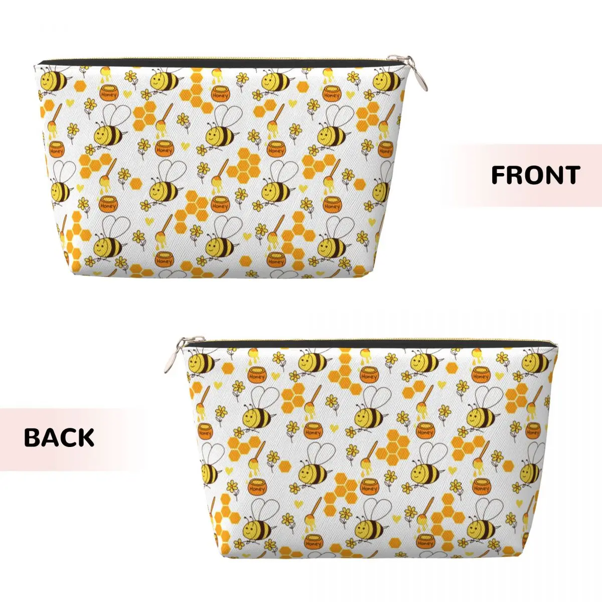 Custom Travel Honey Bees And Flowers Pattern Toiletry Bag Portable Makeup Cosmetic Organizer  Beauty Storage Dopp Kit Case