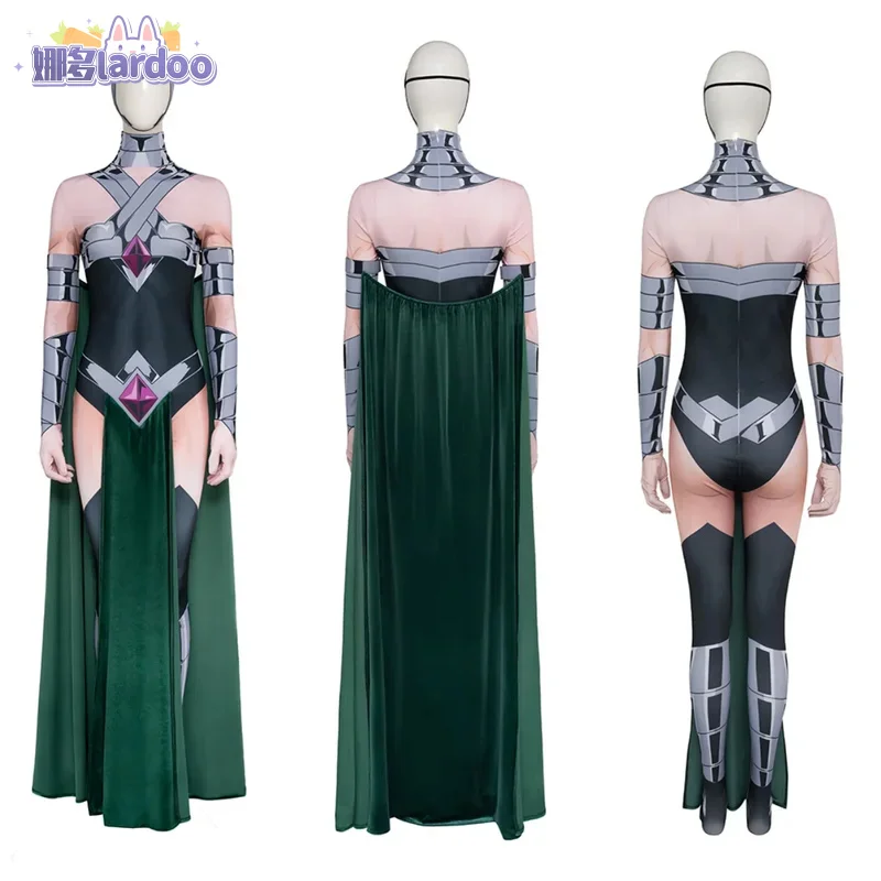 Green Circe Creatures Cosplay Commandos Costume Sexy Woman Halloween Jumpsuit Cloak Outfit Anime Bodysuit Clothes Custom Made