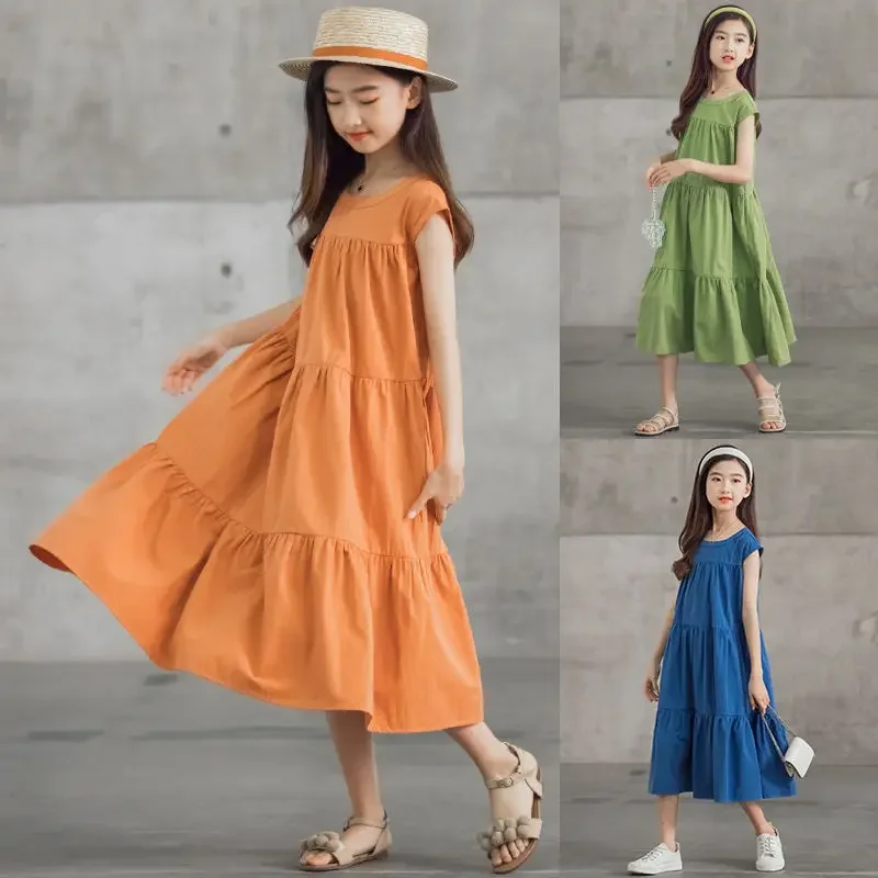 Sleeveless Summer Dress Tweens Girls Clothing Children Kids Dresses Girl White Princess Party Beach Puffy Clothes 8 10 Years 9 7