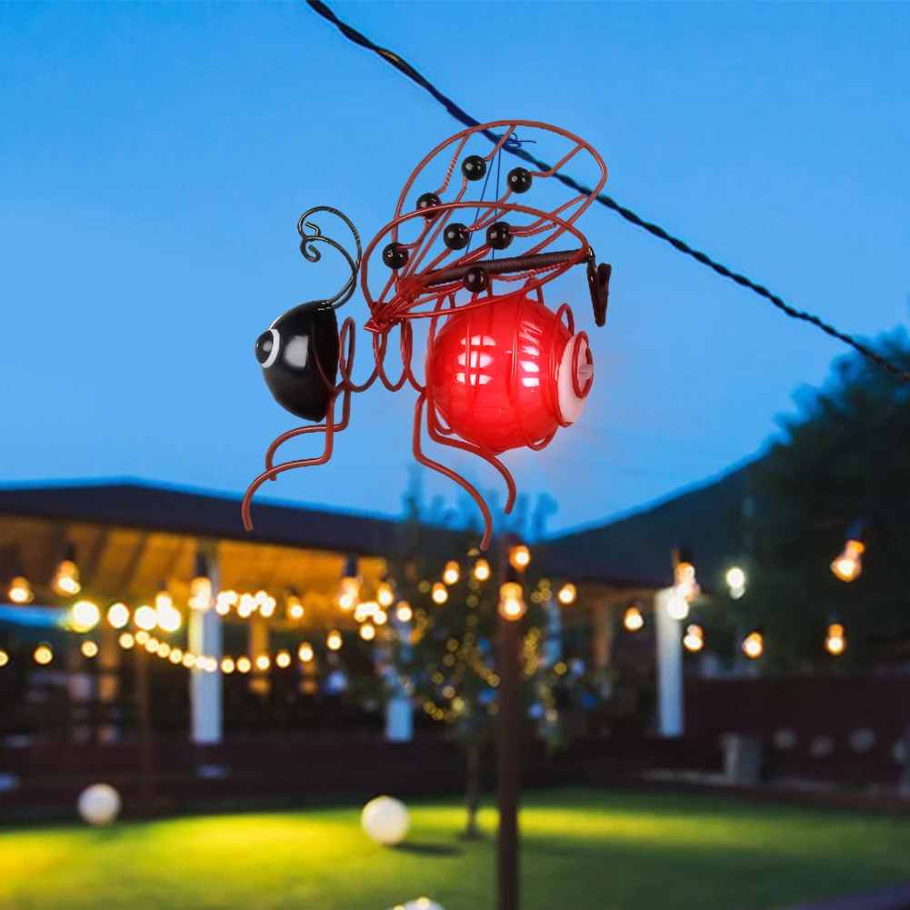 Hangende tuinlamp op zonne-energie, decoratief buitenbeeldje, licht metalen vliegende insecten, hanglamp voor terras, balkon, tuin
