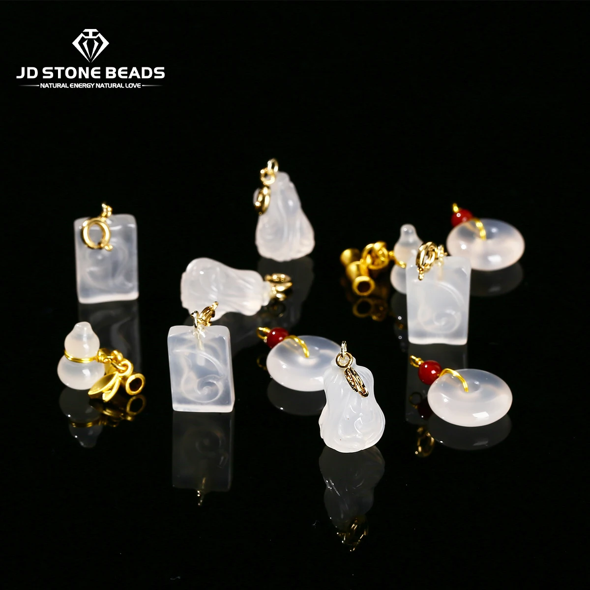 

1 Pc Natural White Salt Source Agate Carved Peace Buckle Square Pendant Bead for Jewelry Making Diy Necklace Bracelet Accessory