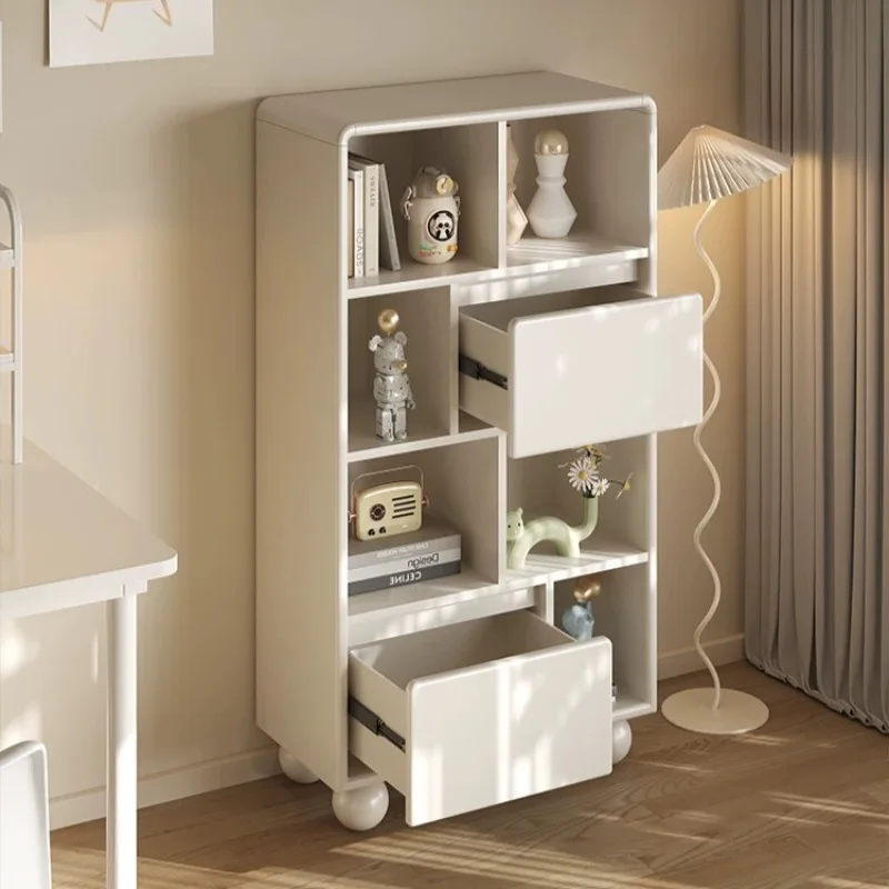 Nordic Living Room Bookcase Storage Hidden White Slim Bookshelf Figure Organizer Ground Muebles Para Salas Interior Furniture
