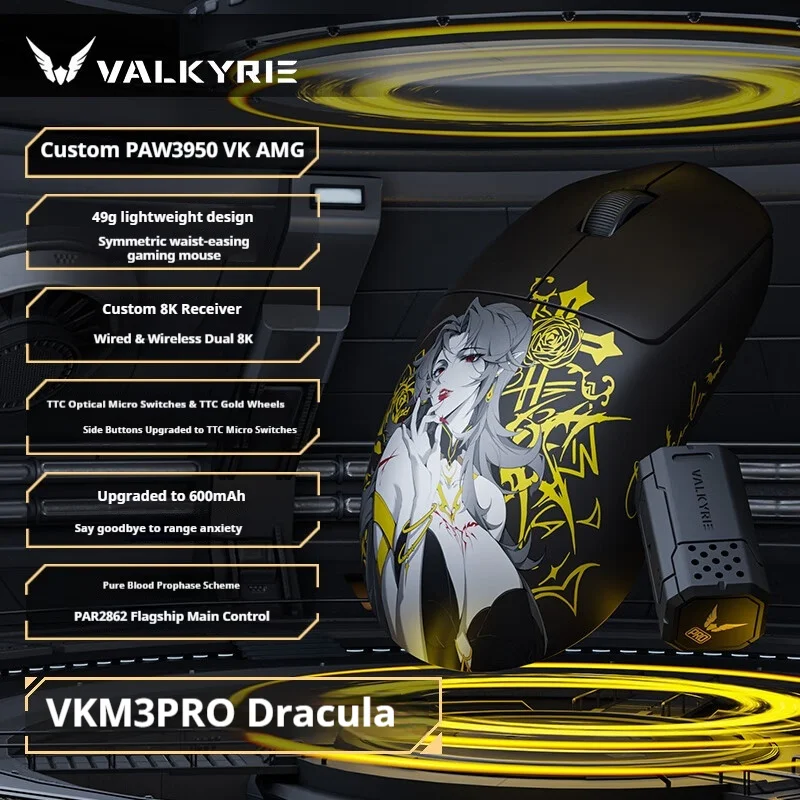 VALKYRIE VK M3 PRO Wireless Gaming Mouse Dual 8K 40g Lightweight