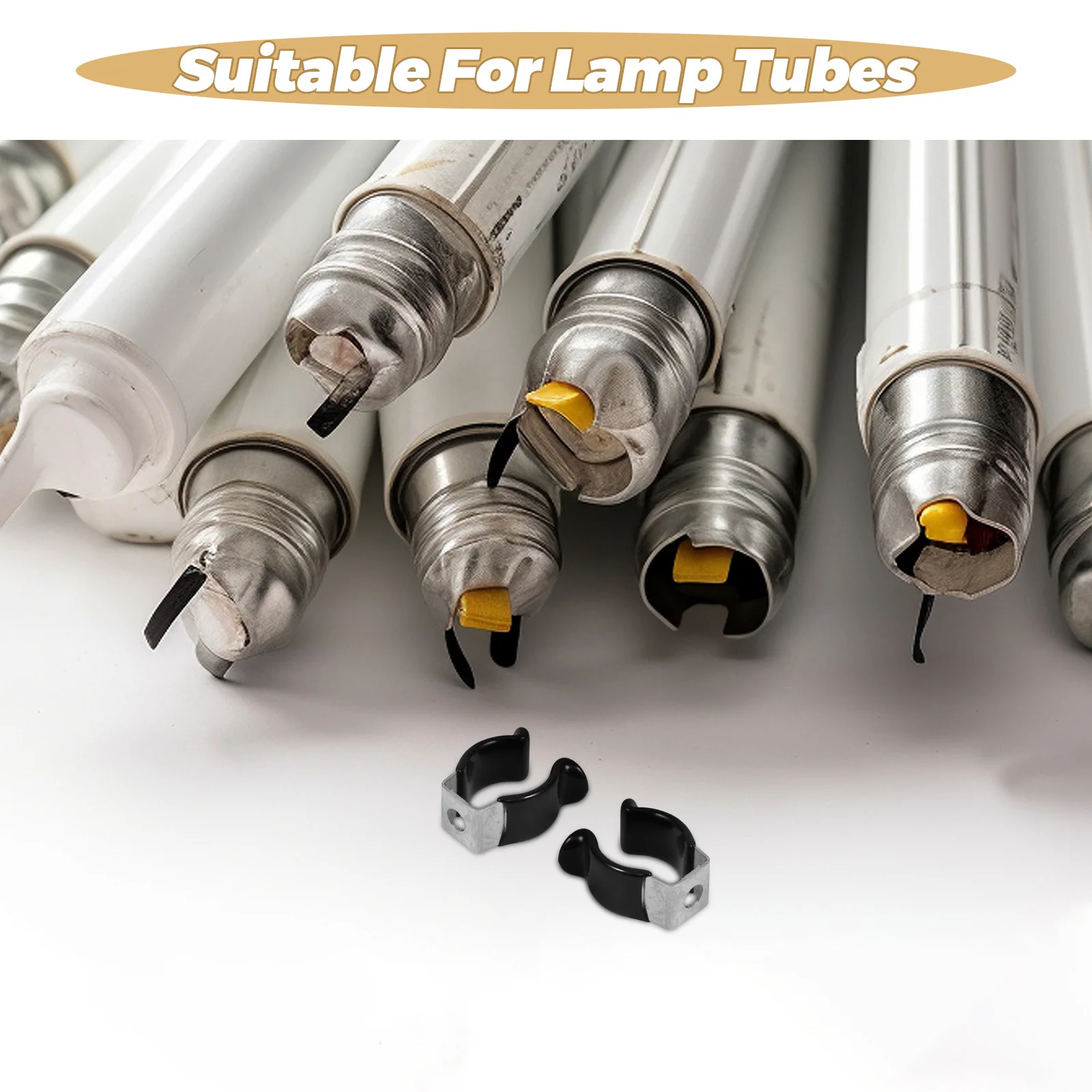 10Pcs Lamp Tube Clips Stainless Steel Rubber Coated Anti Slip Secure Fixing for LED Light Tubes Home Office Commercial Lighting