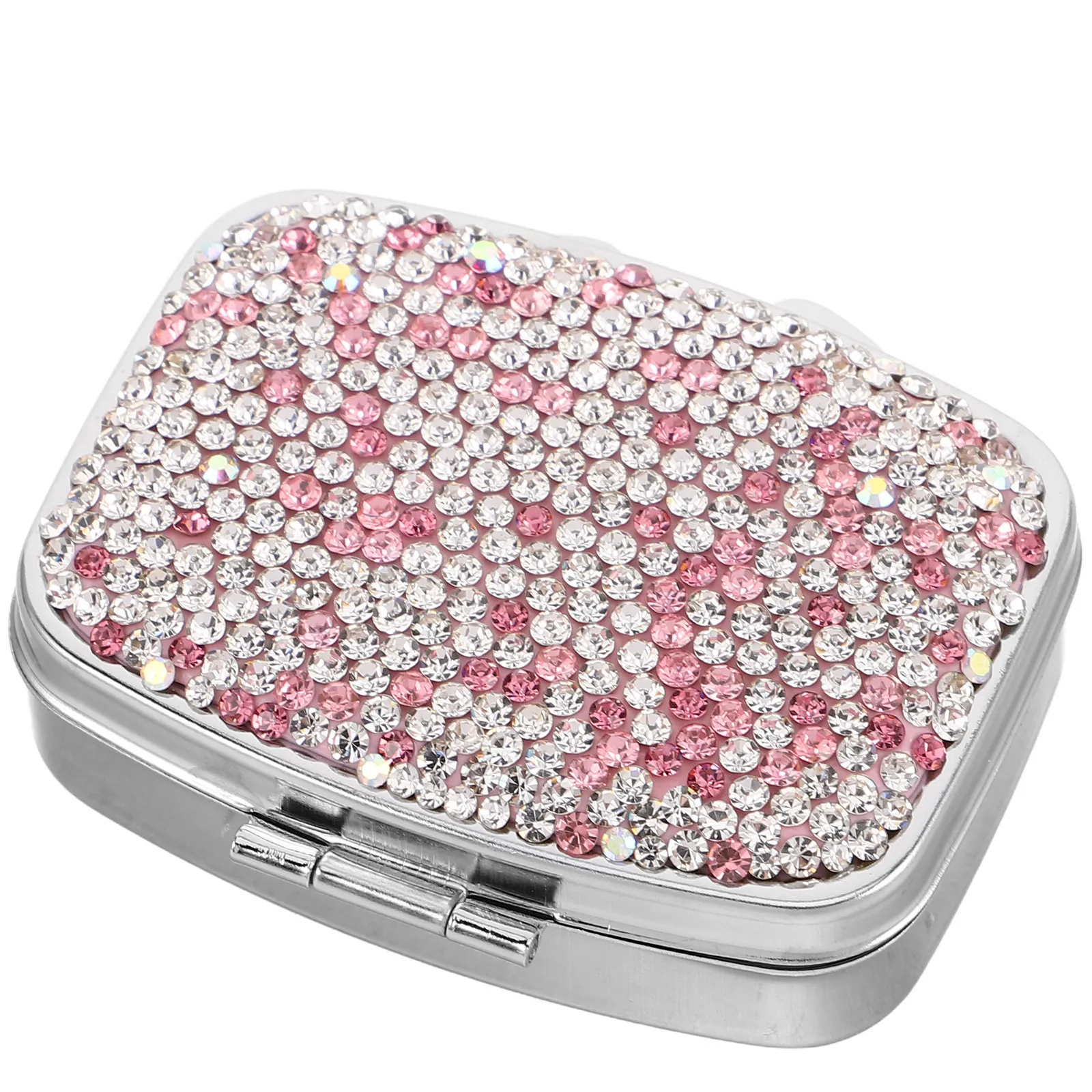 Compact Mini Pill Organizer Rhinestone Decoration Travel Medicine Case Multi Compartment Pill Box Vitamins Supplements Portable