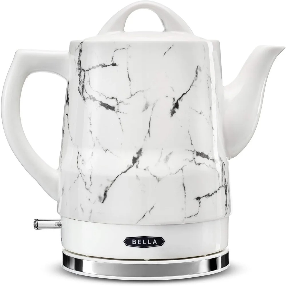 

1.5 Liter Electric Ceramic Tea Kettle with Boil Dry Protection & Detachable Swivel Base,White Marble,automatic shut off