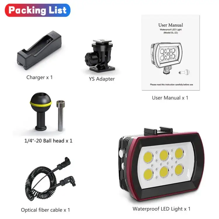 Sea Frogs SF-22 40M/130FT 6000 Lumen Underwater Photography Light(Black)