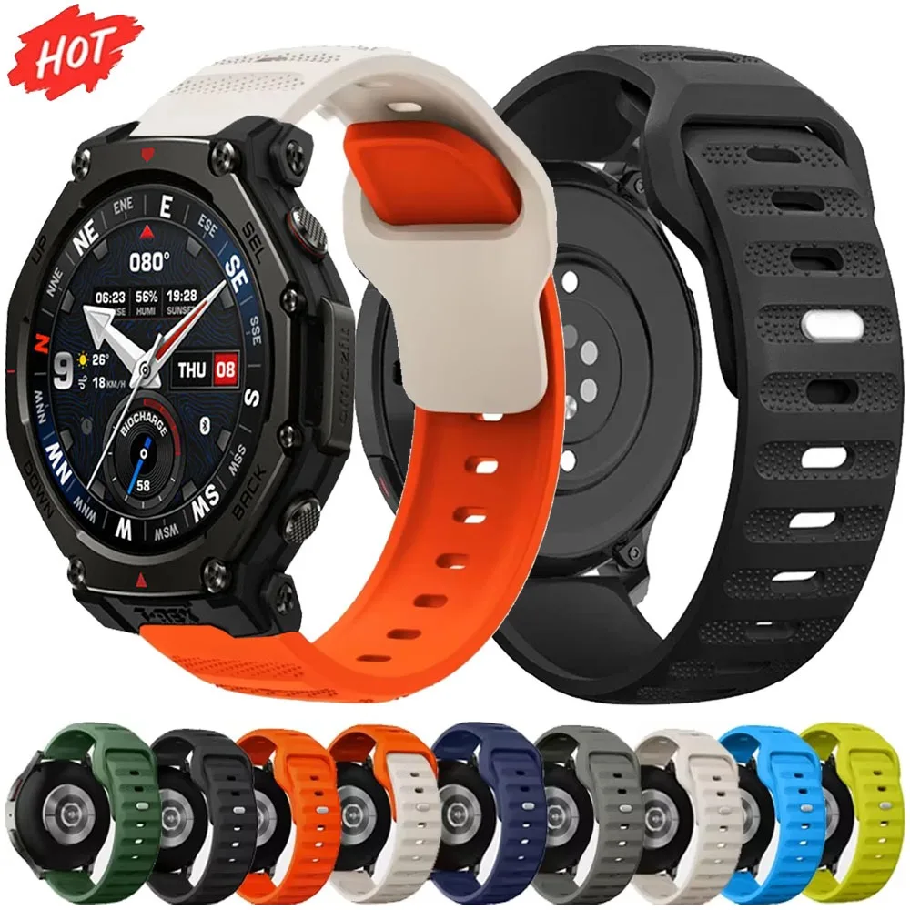22mm 20mm Sport-Silikonarmband für Amazfit T-Rex3 Pro 48mm/Active 2/Max/Bip 6-5 Atmungsaktives Band für Samsung Galaxy Watch 7 6 5 4