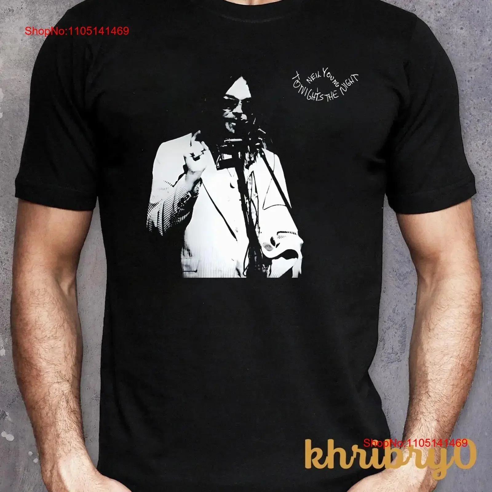 نيل يونغ لياليتس الموسيقى الليلية تي شيرت A2235 خمر غسلها الرسم الشارع الشهير أوم مصمم الملابس للجنسين تنوعا #1