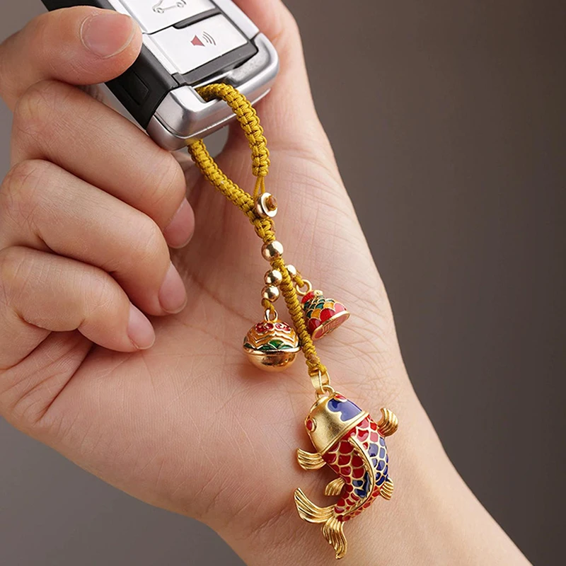 New 1PC High-grade Koi Exquisite Car Key Pendant Chinese Style Couple Bag Keychain Hanging Jewelry Lanyard