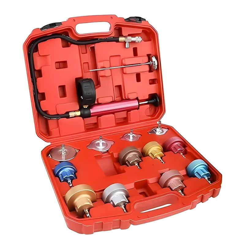 

Suitable for 14-piece aluminum alloy water tank leak detector, automobile cooling system tester, auto repair pressure gauge, pre