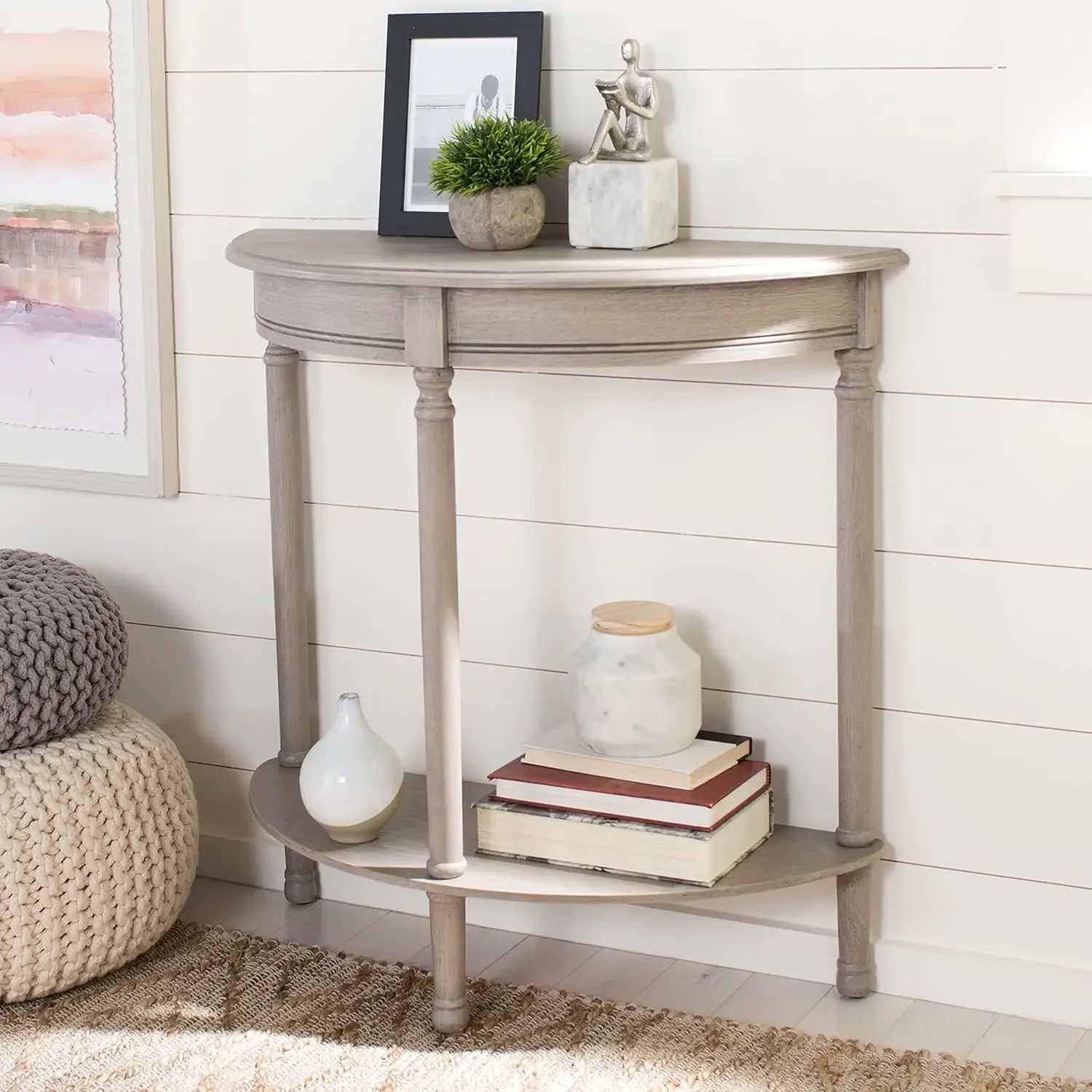 

Home Collection Tinsley Greige Half Moon Console Table