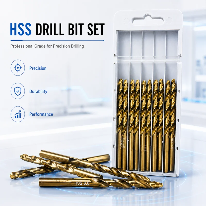 Heavy‑Duty HSS Twist Drill Bit Anti‑Break Structure Sharp Tip Spiral Flute Bit for Home & Workshop Drilling Work