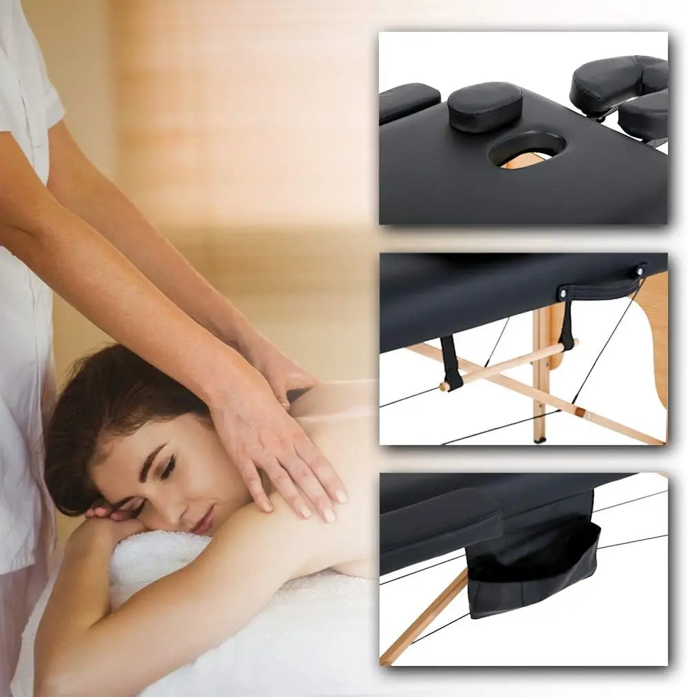Massage tisch Massage bett Spa-Bett 73 Zoll lang höhen verstellbar tragbar 2 klappbare Massage Salon Tisch mit Blatt Wiege Polster