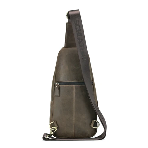 Imagen 2 del producto SCHLATUM 100% bolso de pecho de cuero genuino, diseño cruzado triangular informal, mochila de hombro de viaje, bolso multifuncional de cuero para hombres