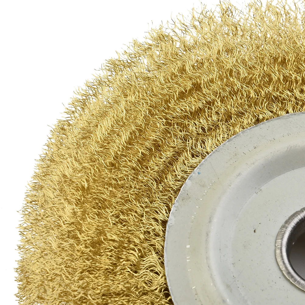 5 Inch Copper Wire Wheel Brush, 125mm X 16mm Brass Polishing Wheel For Grinder Metal Deburring Rust Removal And Cleaning