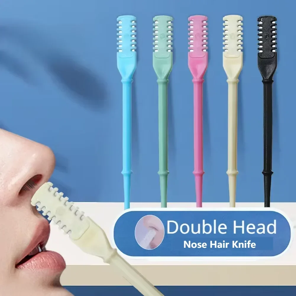 4Pcs Nasal Hair Cutter Nose Hair Knife 360 Degree Rotating Manual Nostril Hair Removal Tool Double Sided Blade for Men and Women