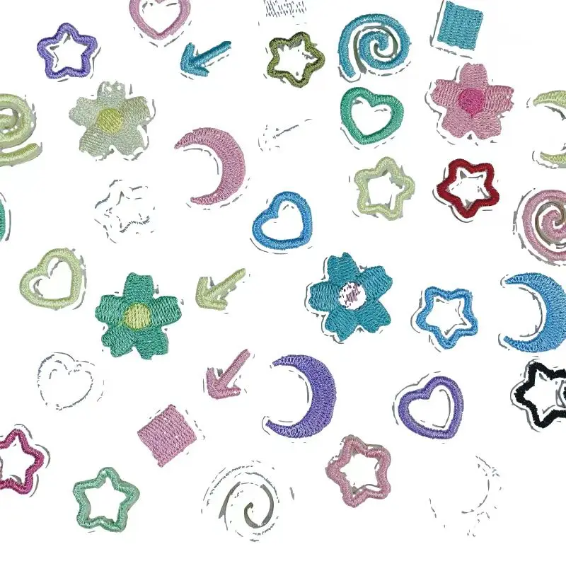 

200pcs/Lot Stick-on Small Fun Embroidery Patch Star Moon Flower Phone Shirt Bag Clothing Decoration Accessory Craft Diy Applique