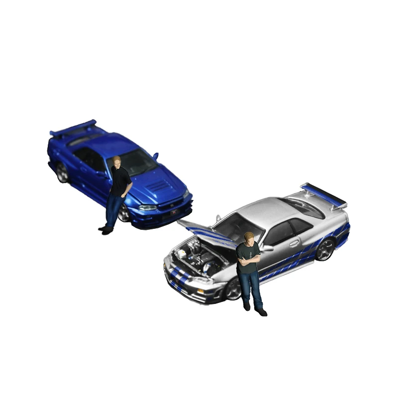 TIME MICRO 1:64 GTR34 Fast and Furious Painting Simulation Alloy Model Car Collection& Display &Gift