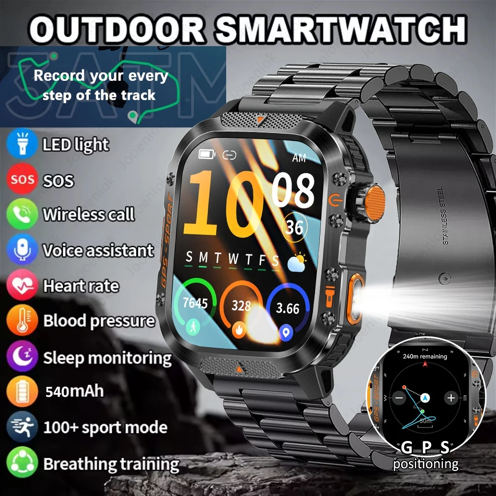 

Outdoor GPS Satellite Positioning Smart Watch Men 3ATM Waterproof LED Lights Compass Health Monitoring For Xiaomi 2025 New Watch