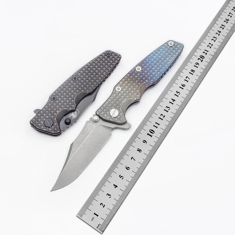 

EVIL EYES Custom Folding Knife Hinderer Eklipse Bowie CPM 20CV Blade Titanium Handle Sacrum Pocket EDC Outdoor Tactical Tools