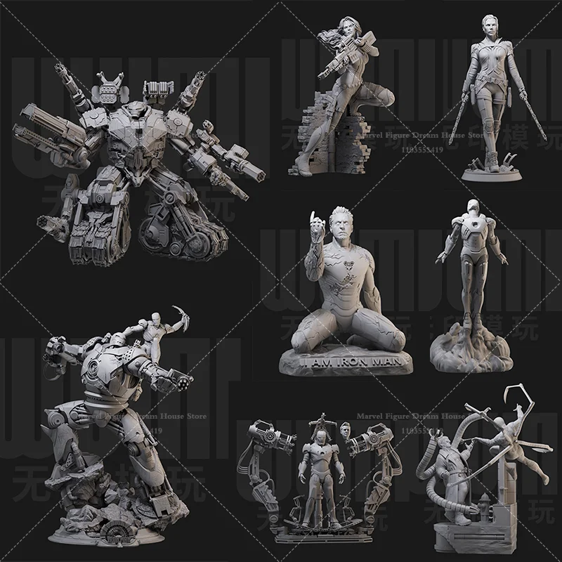

1/24 1/18 Scale DIY Self-assembled GK 3D Resin Un-panited Doll White Model Subversive Traditional Heroism Character Tony