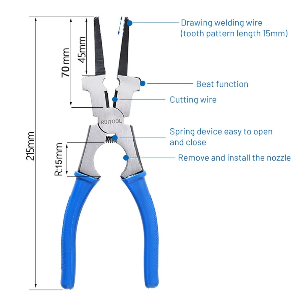 Heavy Duty Welding Pliers with Wire Cutting Hammering and Splatter Removal Capabilities for Welding and Mechanical Tasks