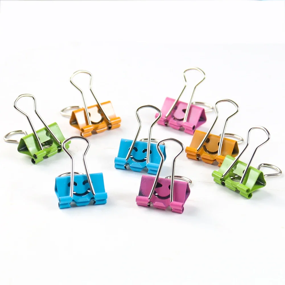 20/40PCS 19mm Smile Metal Clip Cute Binder Clips Home Office Storage Organization for Album Foto Paper Clips Office Accessories