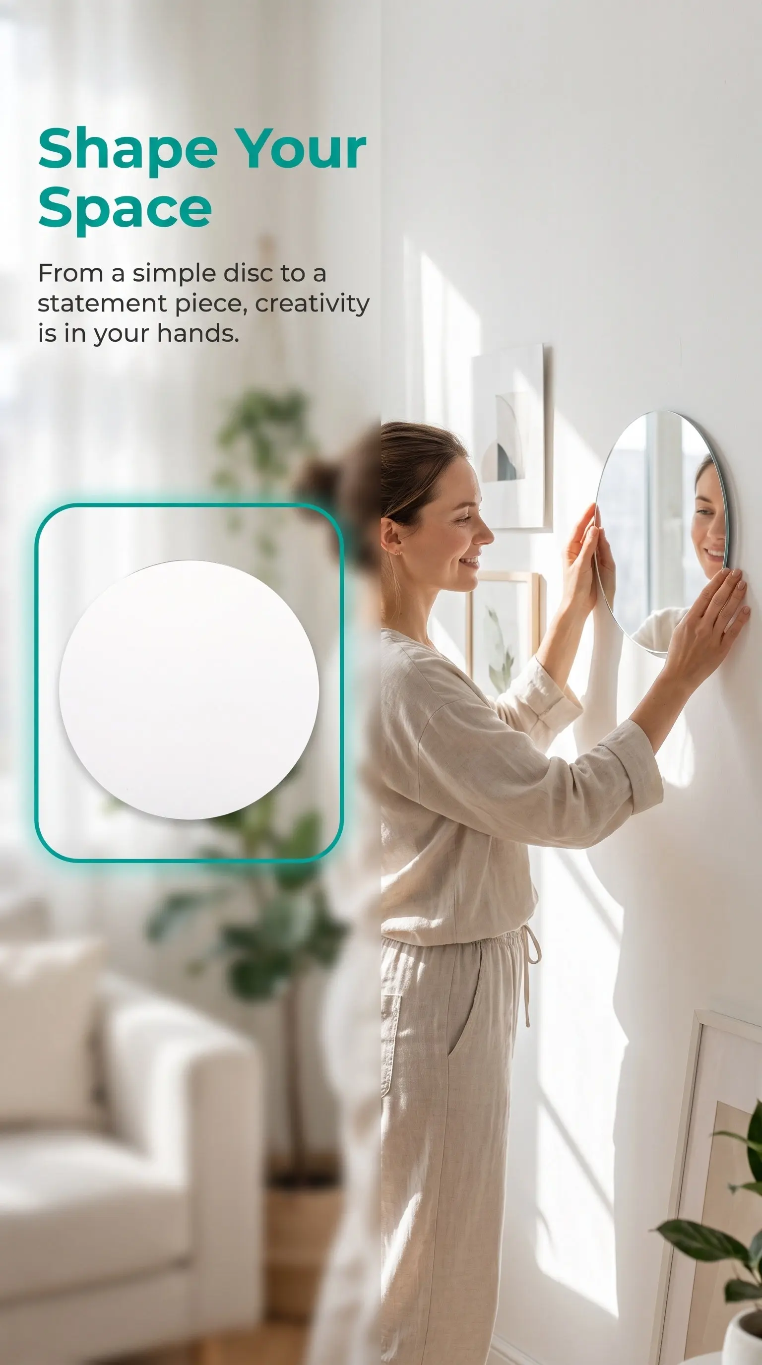 Stylish Round Mirror Sheet Premium Acrylic Material Clear Reflective Surface for Makeup Vanity Decorative Living Room Dorm