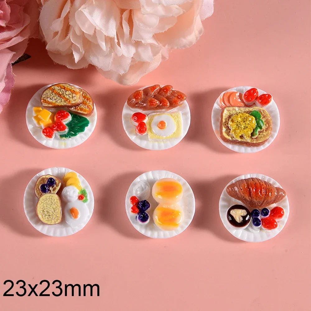 10PCS Shiny Dessert Plate Series resina cabochon con retro piatto per tornante Scrapbooking gioielli fai da te accessori per la decorazione artigianale