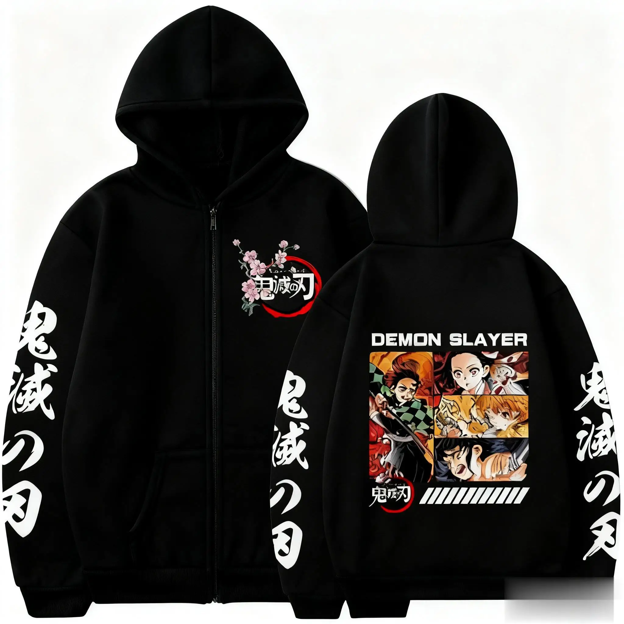 للجنسين المتضخم زمم سترة هوديي أنيمي شيطان القاتل بلوزة كاجوال الرجال النساء طويلة الأكمام الشارع الشهير البلوز الخريف جديد