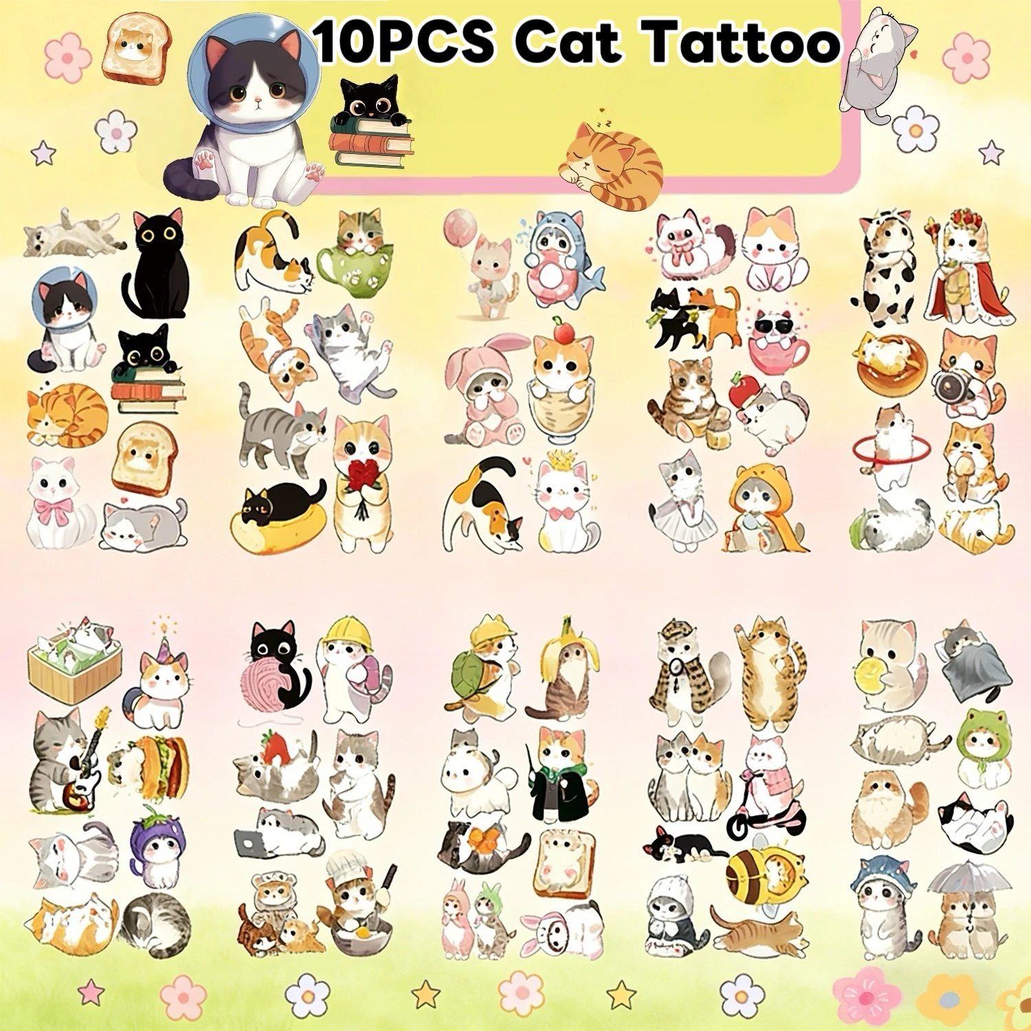 10-шт-наклеек-тату-с-мультяшными-котами-забавные-наклейки-для-лица-водостойкие-временные-тату-для-вечеринок-боди-арт