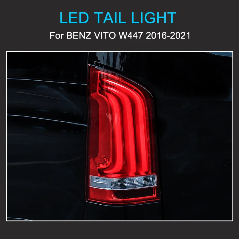 1 Pair LED Tail Light Assembly for Benz Vito W447 2016-2011 Taillight Plug and Play with LED Dynamic Turning Rear Tail lights