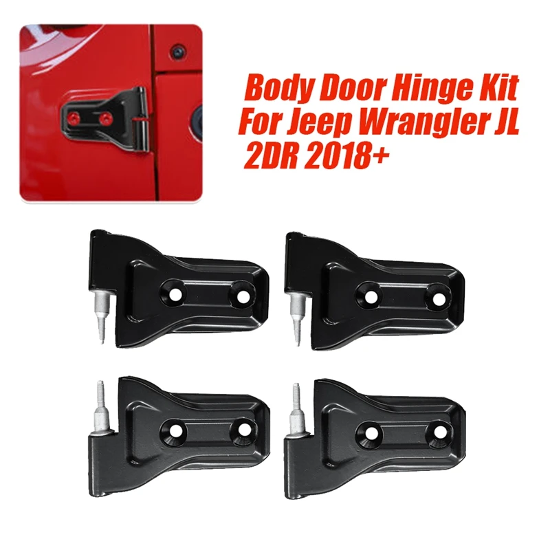 

1Set/4Pcs Car Body Door Hinge Kit For Jeep Wrangler JL 2DR 2018+ Side Door Hinges Cover Trim Long Top And Short Bottom Parts