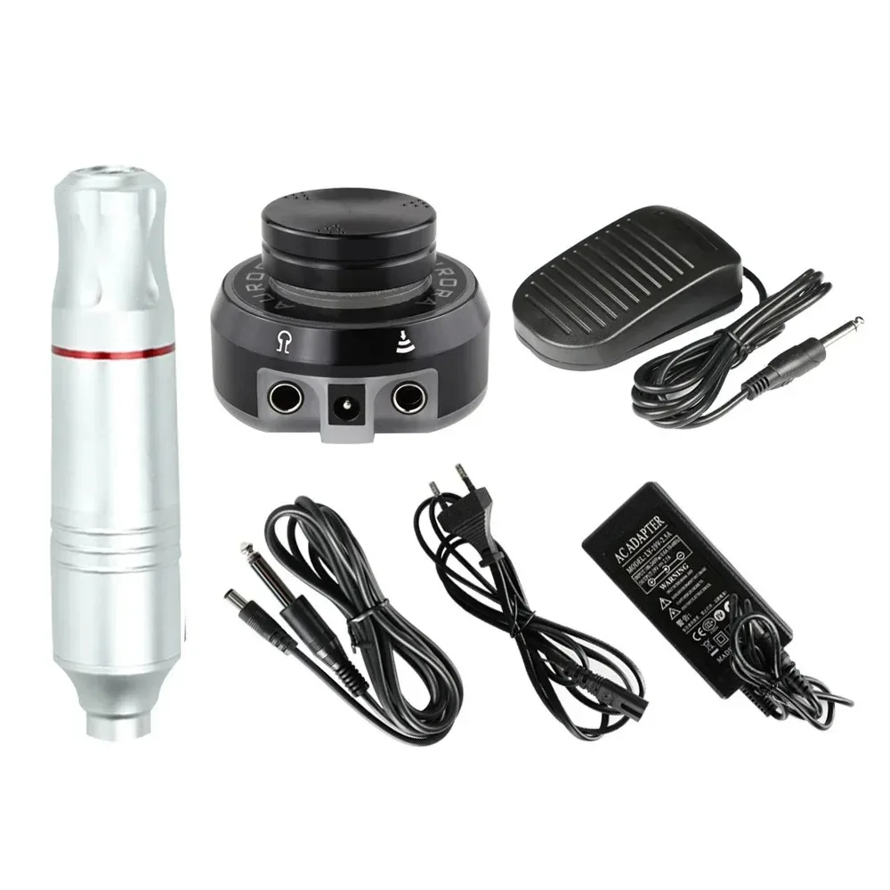 

Профессиональный комплект тату-машины постоянного тока, набор вращающихся ручек Aurora 2, мини-блок питания для татуировки, педаль для ног, набор татуировок для боди-арта