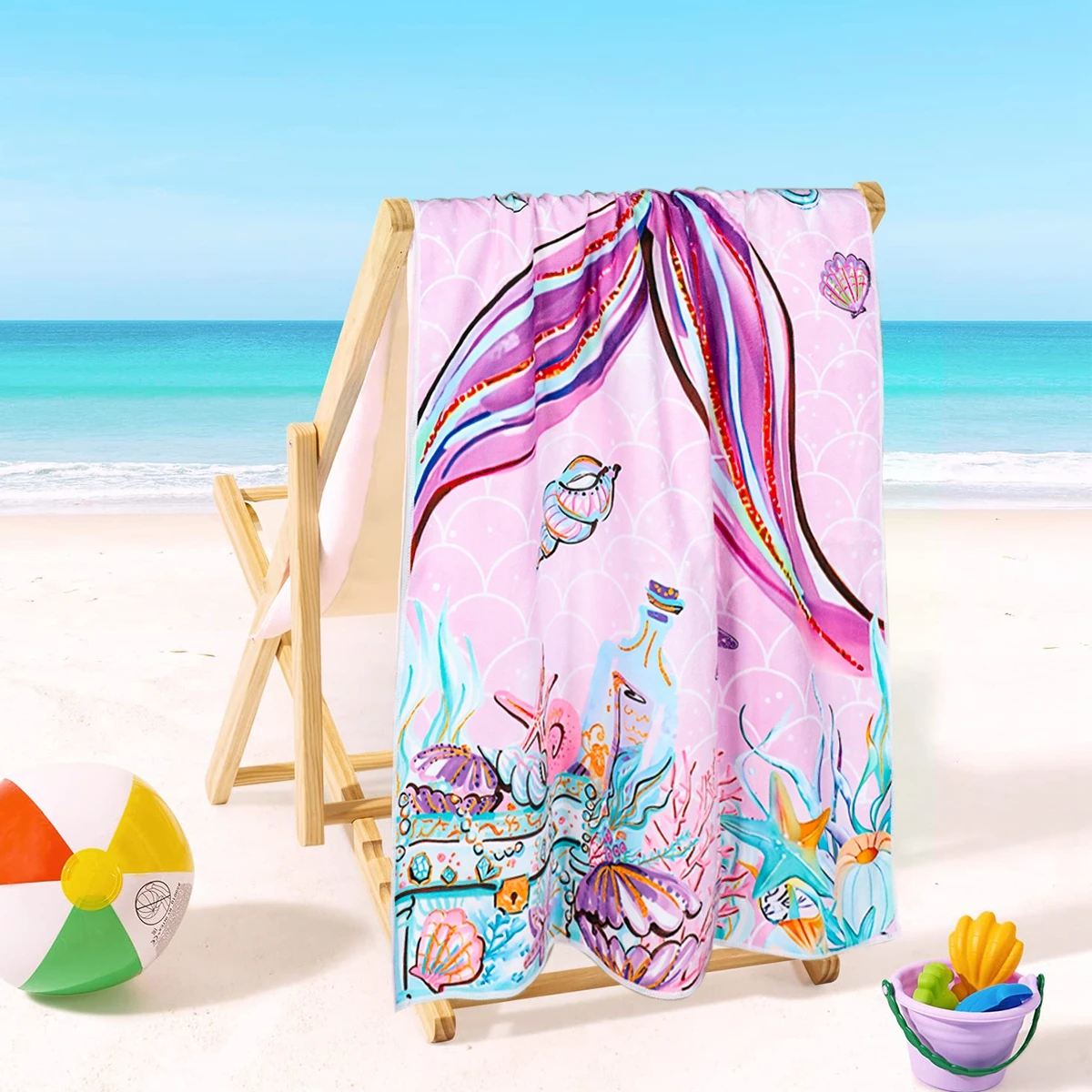 70x150cm Mermaid Beach Towel Microfiber Surf Poncho Bath Summer Swimming Fitness Yoga Swimming Sunscreen Bath Towels