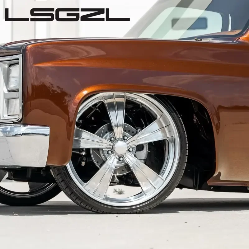 i LSGZL Forged 5 Spokes Aluminum Alloy Polish Chrome Wheels Rim Silver 5x114.3 5x120 5x130 17 18 19 20 21 22 Inch for