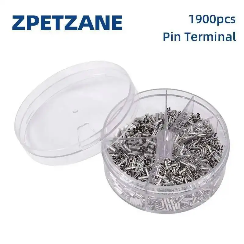 

1900pcs/Box 5 Models Cord Insulated Terminals Ferrules Terminal Block Cord End Wire Crimp Sleeves Terminal Assortment Kit