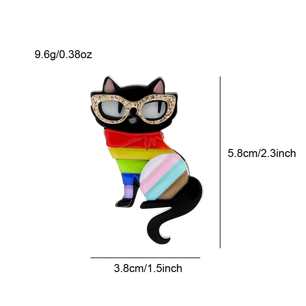 Acrylic Cats Wearing Colorful Clothes Brooch Women Clothing Accessories Pins