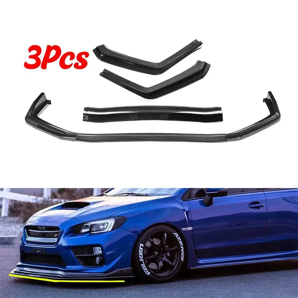 3Pcs Car Front Bumper Spoiler Lip Guard Lowetr Splitter Diffuser Bumper Body Kit For Subaru WRX STI 2015 2016 2017 2018 2019