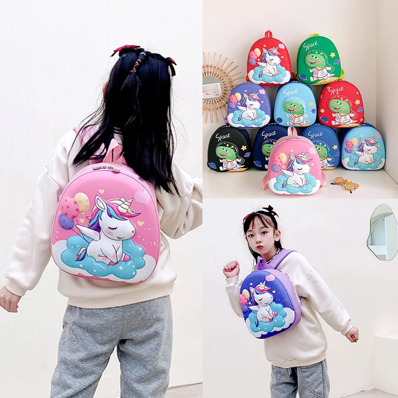 New Children's Hard Shell Schoolbag Cartoon Unicorn Dinosaur Kindergarten Backpack for Boys and Girls Load Reduction Backpacks