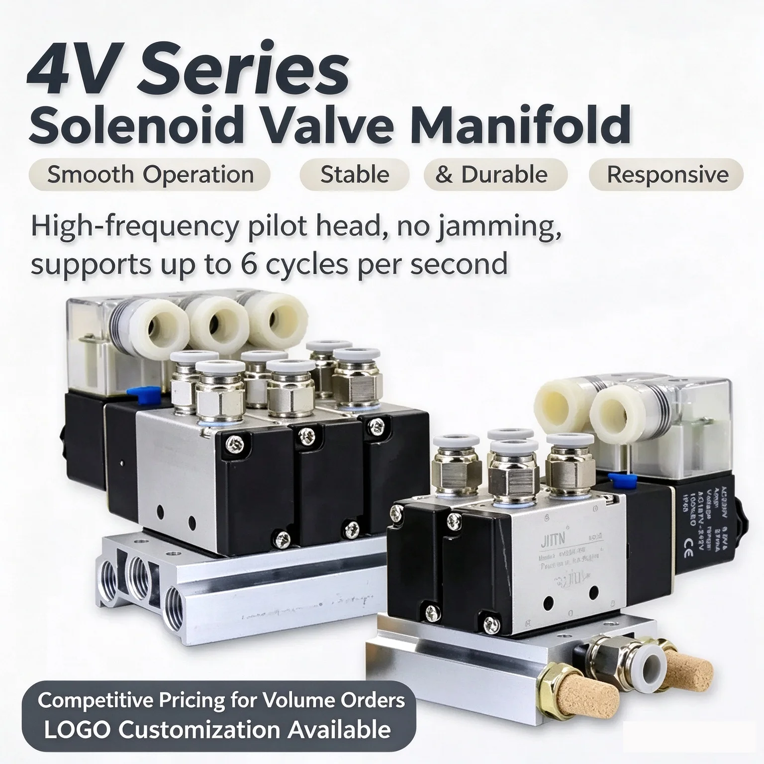 4V210-08 Pneumatic Solenoid Valve Block Multi Option 2/3/4/5/6/8/10 Way 12/24V DC 110/220V AC with Muffler Fitting Base Manifold