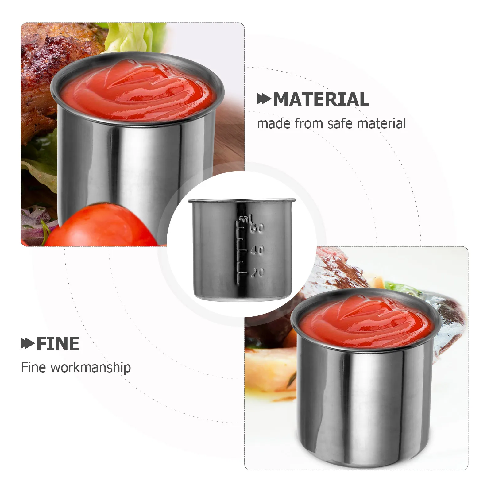 

Stainless Steel Dipping Bowls Small Condiment Containers For Sauce Salt Sugar Vinegar Salad Dressing Reusable Sauce Cups