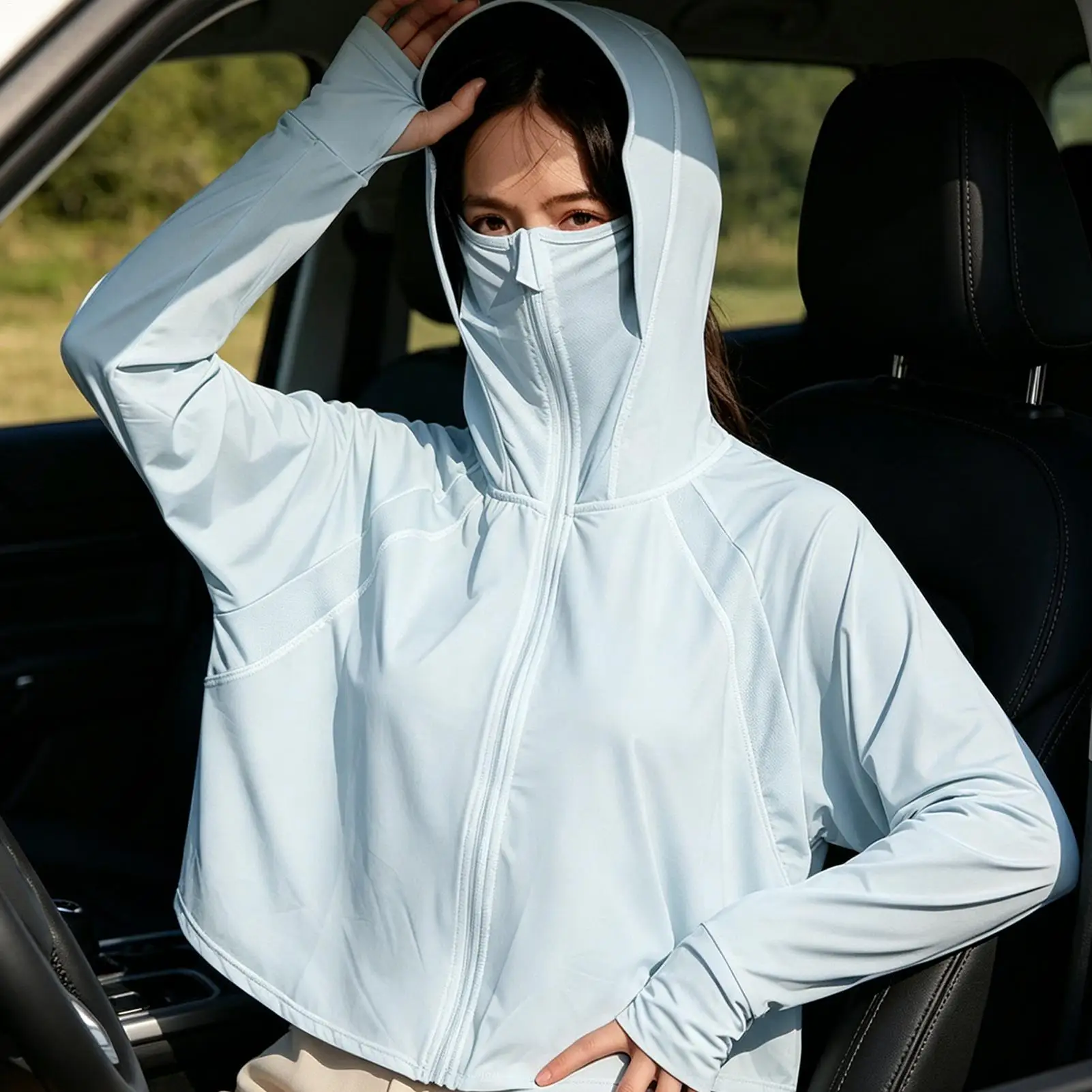 UV Protection Jacket For Women Full Zip Hoodie Cooling Long Sleeve Women Sun Protection Clothing For Outdoor Hiking Walking