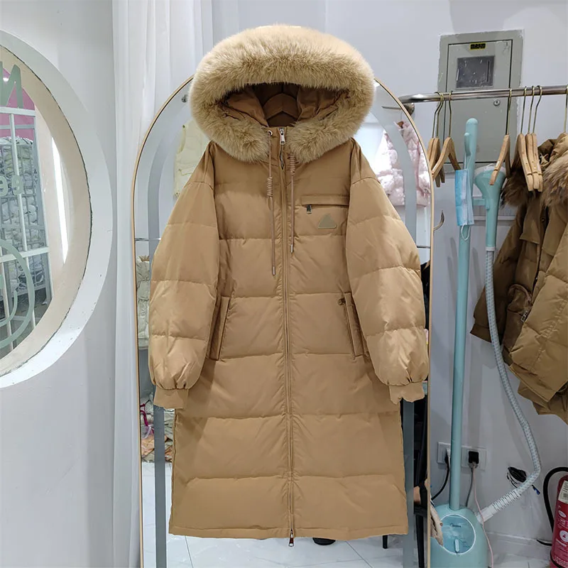 

2023 Autumn Winter Fashion Women Fashion Warm Thick Down Jacket Coats Female Oversize Vintage Hooded Long Parkas Outerwear